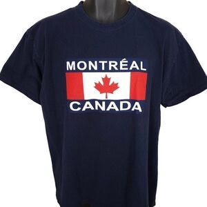 Vintage Montreal Canada T Shirt Mens Size XL Blue Y2K Travel Destination